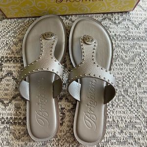 Brighton Alfa Zinc Pearl Leather Sandals